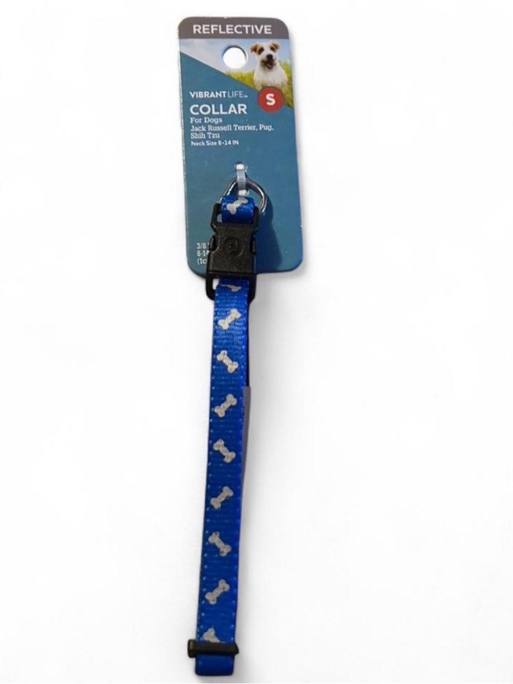 Vibrant Blue Reflective Dog Collar with Bone Design